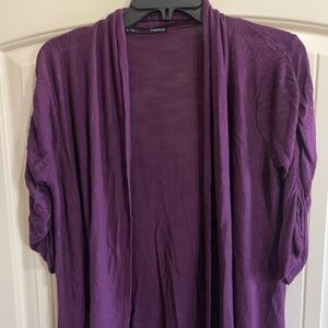 Dressy plum purple 3/4 sleeve cardigan sweater ladies women fall top size medium
